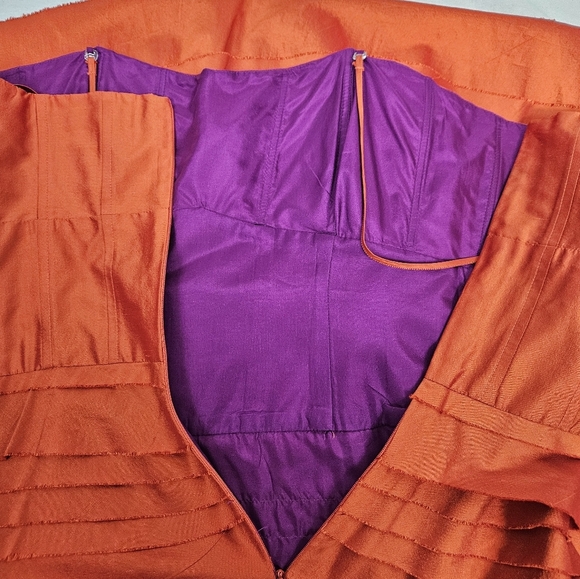 NWT Christiane Celle Calypso Iridescent Orange Tiered Midi Dress Size 10 K67‎ - Picture 6 of 12